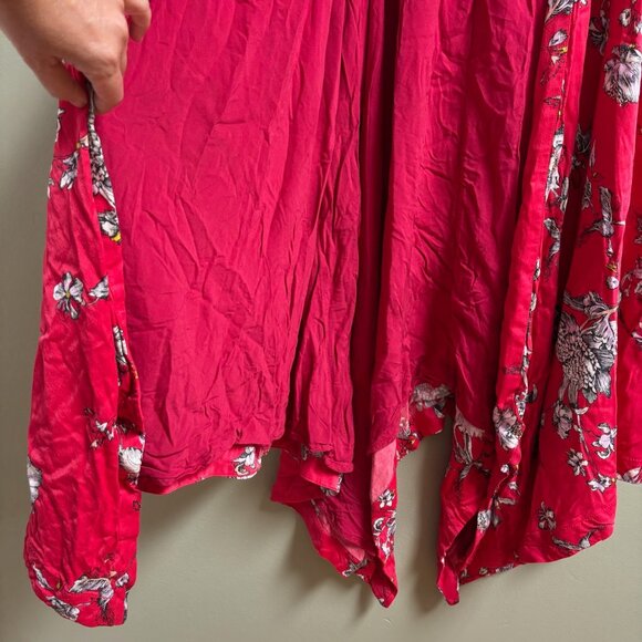 Free People Womens Kimono Size S Asymmetric Fairy Boho Oversize Midi Artsy Flowy - Picture 6 of 14